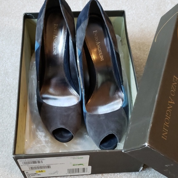 Enzo Anglioni - Suede heel - dk grey/navy/blue 8M - Picture 6 of 8